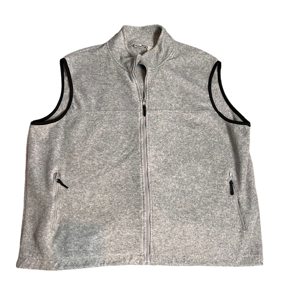 Alpine Ridge Fleece Zip Up Vest Size XL Gray Black Rugged Wear Pockets Winter